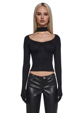 Nwt black dollskill high rise connections long sleeve glove top